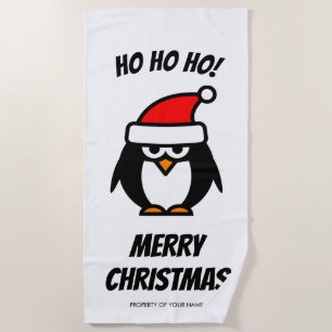 Grappig kerstfeest in juli santa pinguin cartoon strandlaken