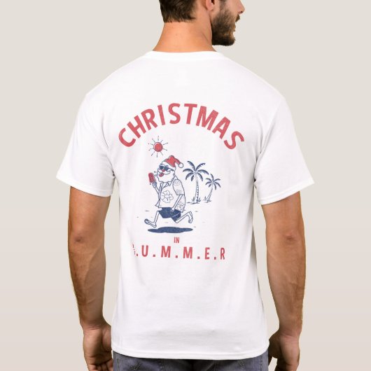 Grappig kerstfeest in juli t-shirt (Achterkant)
