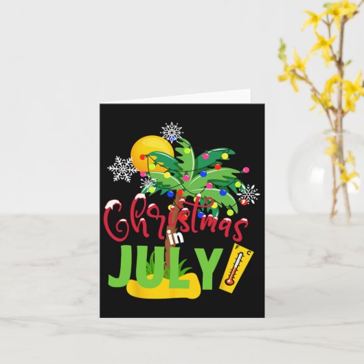 Grappig kerstfeest in juli T-shirt zomervakantie Kaart (Gele Bloem)