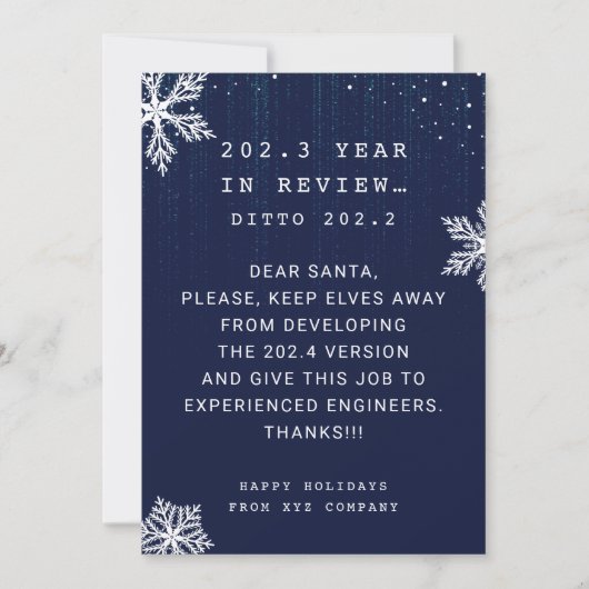 Grappig kerstfeest in Review Programmer Company Feestdagenkaart (Voorkant)