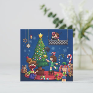 Grappig kerstfeest is geannuleerd Chibi-tekens Sti Kaart