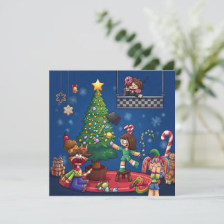 Grappig kerstfeest is geannuleerd Chibi-tekens Sti Kaart
