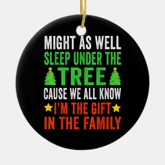 Grappig kerstfeest Kinder kerstpyjama meisjes Keramisch Ornament (Voorkant)