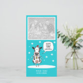 Grappig kerstfeest koe, aanpasbare fotokaart feestdagenkaart (Staand voorkant)