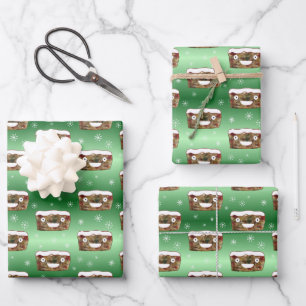 Grappig kerstfeest met een patroonpatroon inpakpapier vel