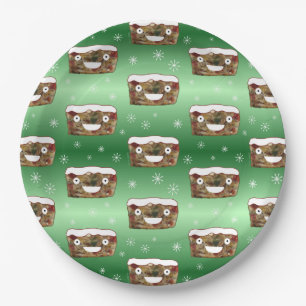 Grappig kerstfeest met een patroonpatroon papieren bordje