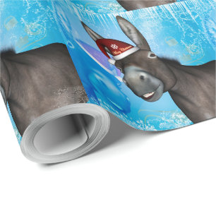 Grappig kerstfeest met pet op kerst cadeaupapier