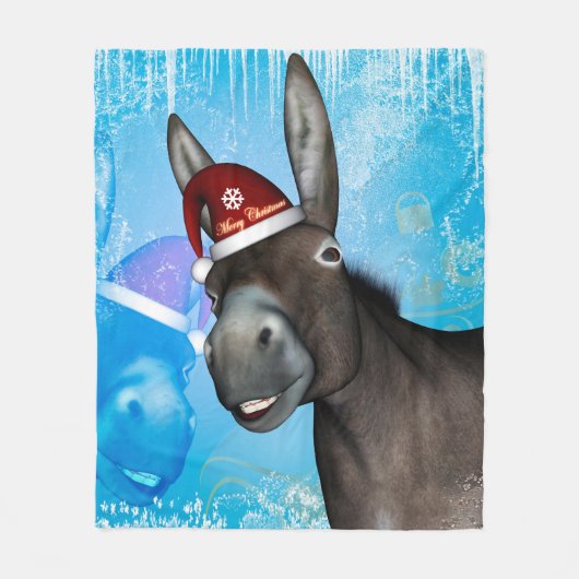 Grappig kerstfeest met pet op kerst fleece deken (Voorkant)