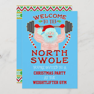 Grappig kerstfeest met Santa Weightlifter Gym Part Kaart