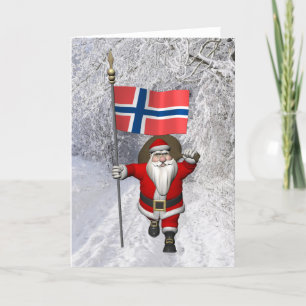 Grappig kerstfeest met vlag van Noorwegen Feestdagen Kaart