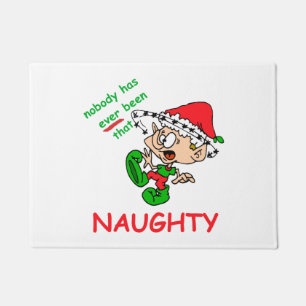 Grappig kerstfeest Naughty overweldigd Elf Holiday Deurmat