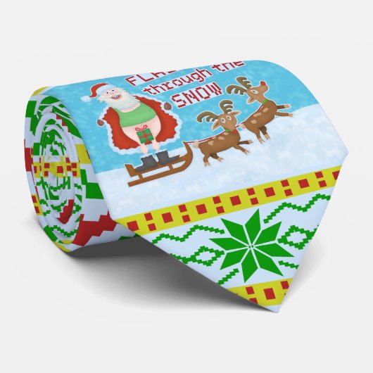 Grappig kerstfeest | Sinterklaas die door de sneeu Stropdas (Opgerold)