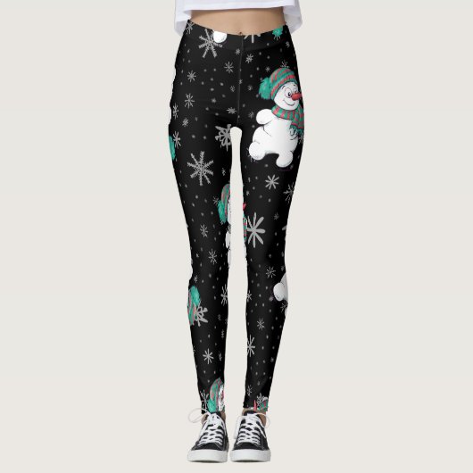 Grappig kerstfeest Snowman Pattern-Leggings. Leggings (Voorkant)