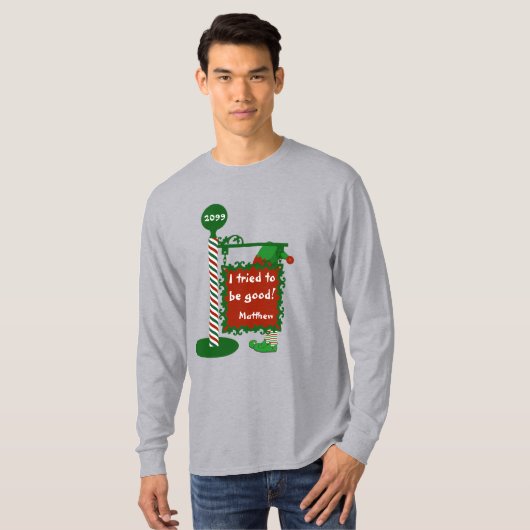 Grappig kerstfeest T-Shirt "Ik heb geprobeerd goed (Voorkant volledig)