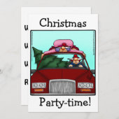 Grappig kerstfeest uitnodigingen (Voorkant / Achterkant)