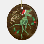 Grappig kerstfeest Velociraptor Dinosaur Eatings Keramisch Ornament (Links)