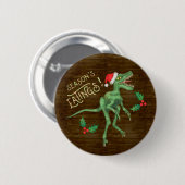 Grappig kerstfeest Velociraptor Dinosaur Eatings Ronde Button 5,7 Cm (Voorkant /achterkant)