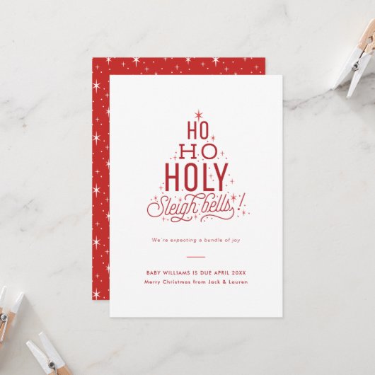 Grappig kerstfeest Zwangerschap Aankondiging Ho Ho (Voorkant / Achterkant in situ)