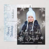 Grappig kerstfoto-Baby Het is koud buiten Briefkaart (Voorkant / Achterkant)