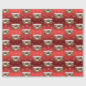 Grappig kerstgebak Pattern Red Cadeaupapier (Vlak)