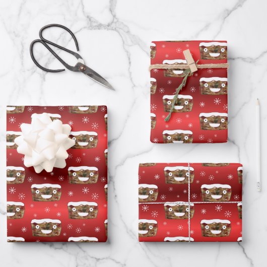 Grappig kerstgebak Pattern Red Inpakpapier Vel (Voorkant)