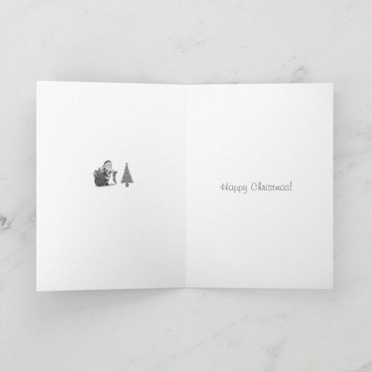 Grappig kerstgedicht Kerstman en kerstboomkunst Feestdagen Kaart (Binnen)