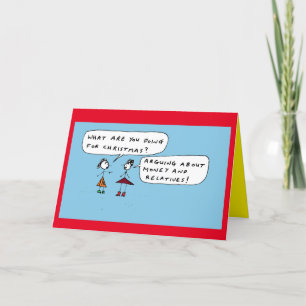 Grappig Kerstgeld en familie Cartoon Feestdagen Kaart