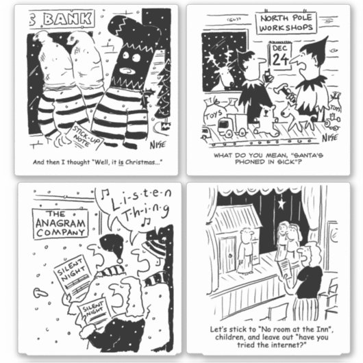 Grappig kerstgrappen als stickers (Voorkant)