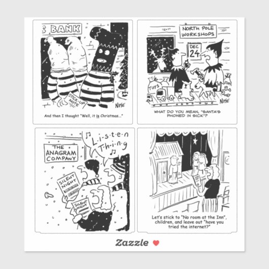 Grappig kerstgrappen als stickers (Vel)