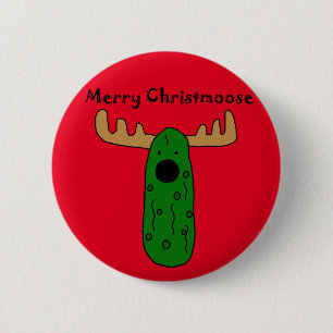 Grappig kerstkaartje Moose Cartoon Ronde Button 5,7 Cm