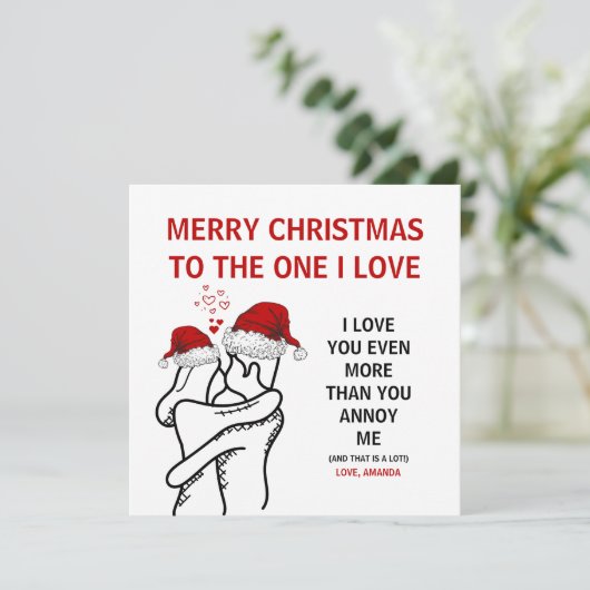 Grappig kerstkaartje voor echtgenoot boyvriend feestdagenkaart (Staand voorkant)