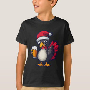 Grappig Kerstkalkoen Dier met Beer Comic T-shirt