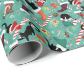 Grappig kerstkatten en kousen cadeaupapier (Rol Hoek)