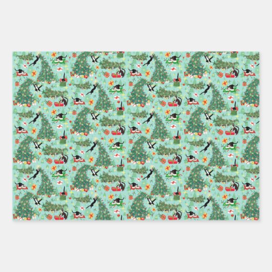 Grappig kerstkatten en kousen inpakpapier vel (Voorkant 2)