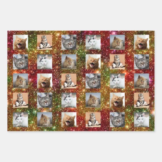 Grappig kerstkatten in de ruimte | met aangepaste inpakpapier vel (Voorkant 3)