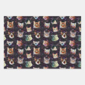 Grappig kerstkatten in de ruimte | met aangepaste  inpakpapier vel (Voorkant 2)