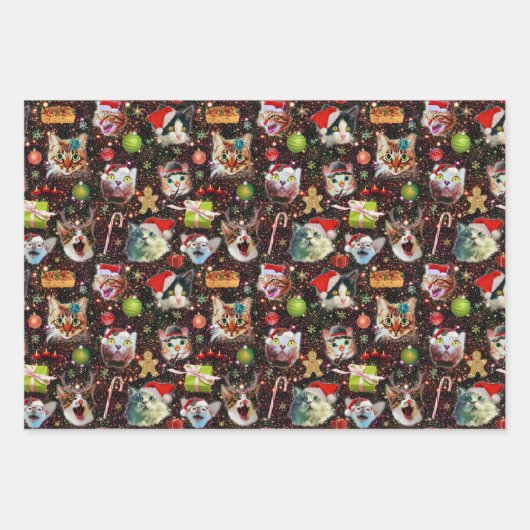 Grappig kerstkatten in de ruimte | met aangepaste inpakpapier vel (Voorkant)