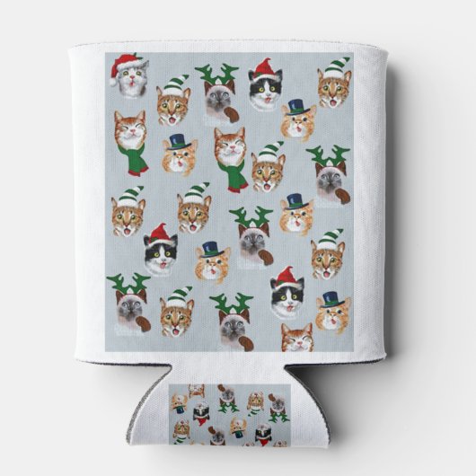 Grappig kerstkatten, liefdevol ontwerp voor vun ka blikjeskoeler (Achterkant)