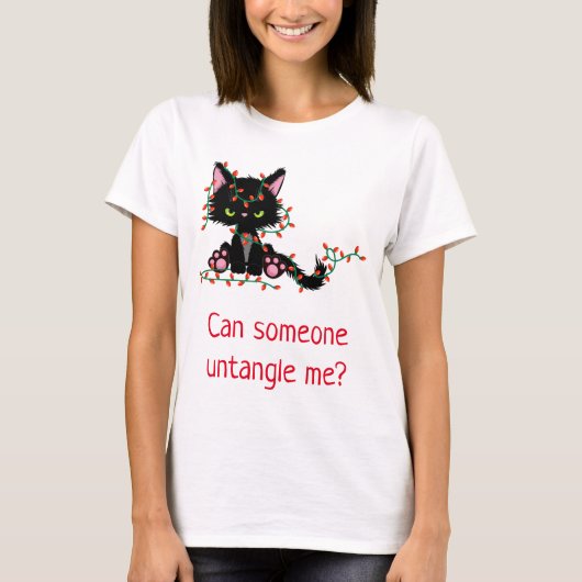 Grappig kerstkattestopperlichten t-shirt (Voorkant)