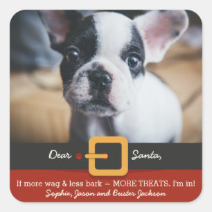 Grappig kerstkerstfeest meer Wag minder Bark foto Vierkante Sticker