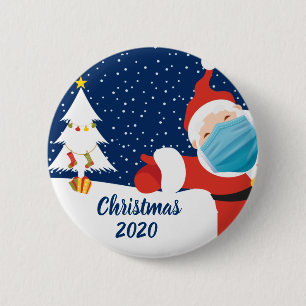 Grappig kerstkerstkerstkerstbedekking in Face Mask Ronde Button 5,7 Cm