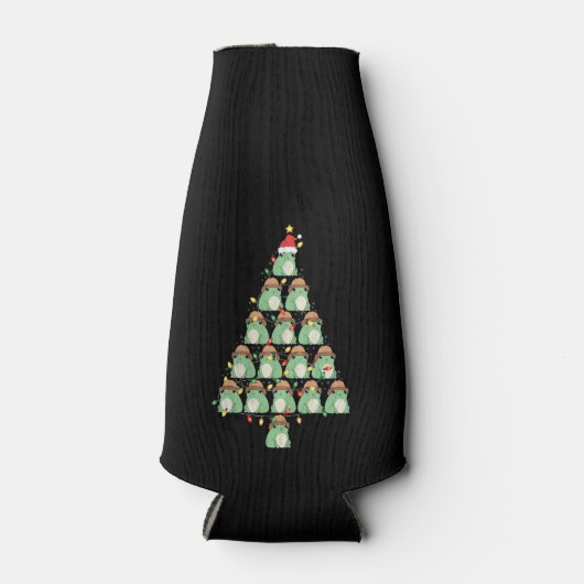 Grappig kerstkikkervisje met kerstboomschilfers, c flesjeskoeler (Voorkant)