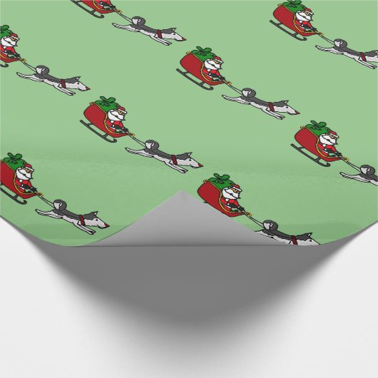 Grappig kerstkleed met Husky Dog Pulling Cadeaupapier (Hoek)