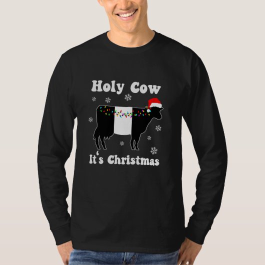 Grappig kerstKoe Beltie Belted Galloway Gift T- T-shirt (Voorkant)