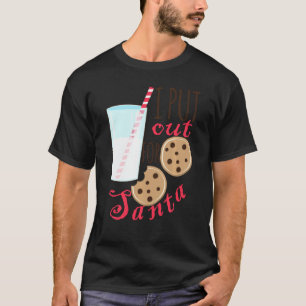 Grappig kerstkoekjes en melk die ik uitzet voor Sa T-shirt
