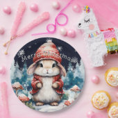 Grappig kerstkonijnenfeest papieren bordje (Feest)