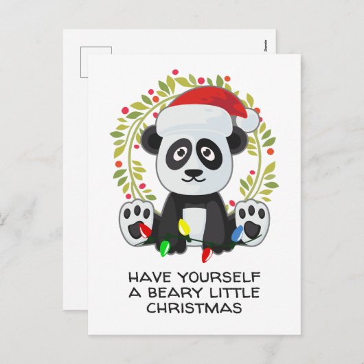 Grappig kerstliedje Pun Panda Feestdagenkaart (Voorkant / Achterkant)