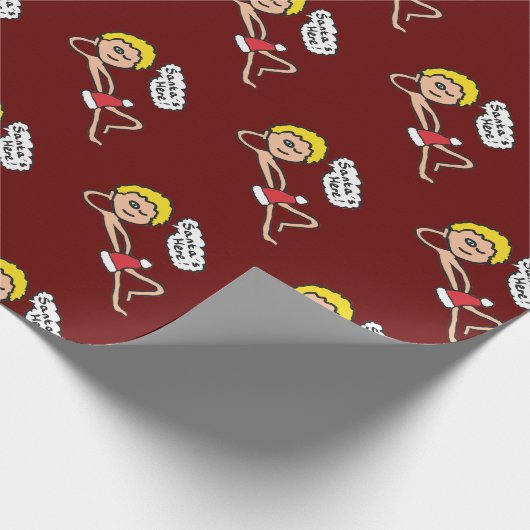 Grappig kerstman hier Humor Cadeaupapier (Hoek)