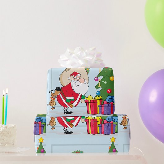 Grappig Kerstman Inpakpapier