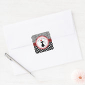 Grappig Kerstman kattenpatroon Vierkante Sticker (Envelop)